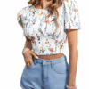 Cropped T-Shirt With Floral Print